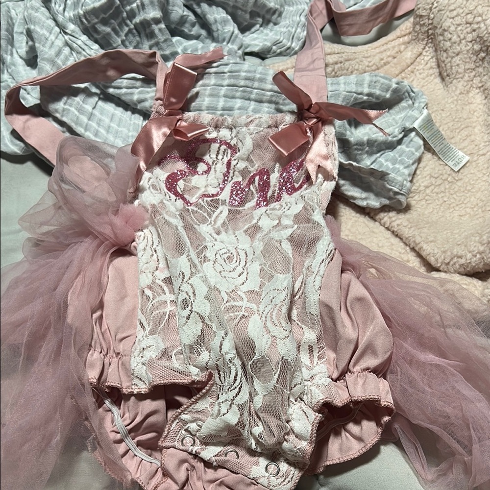 Amazon Pink and White Lace Baby Outfit